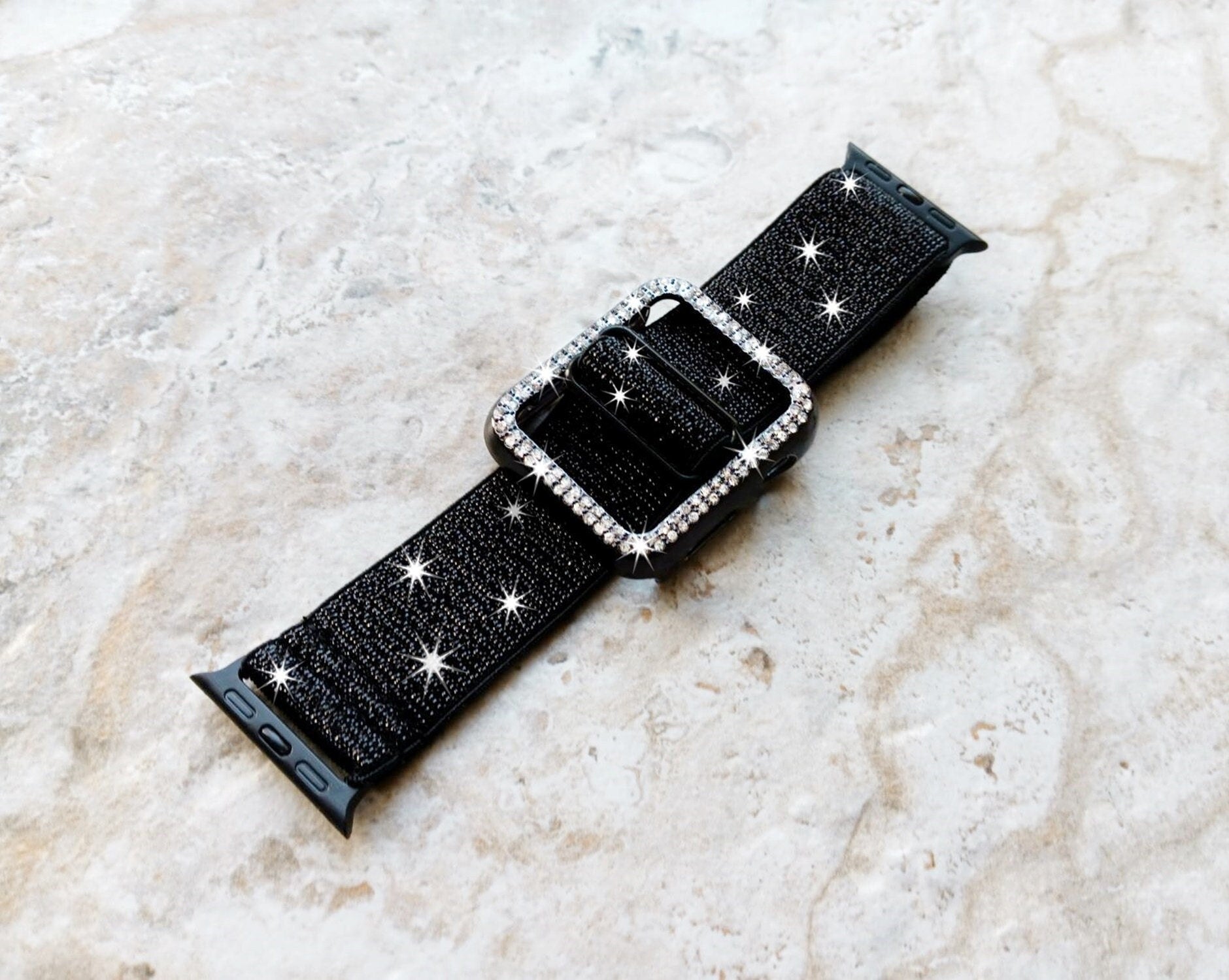 Apple Watch Sparkling Band Set Crystal Bezel Case Cover for Ultra 2 9 8 7 SE 6 5 4 3 2 1 49mm 45mm 44mm 42mm 41 40 38mm Elastic Adjust Strap